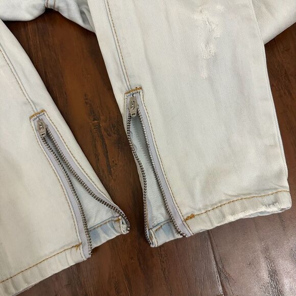 ONE x ONE TEASPOON Trashed Freebirds Distressed Ripped Jeans Ankle Zip - Picture 6 of 16